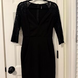 Lulus Black Lace Sleeve Dress
